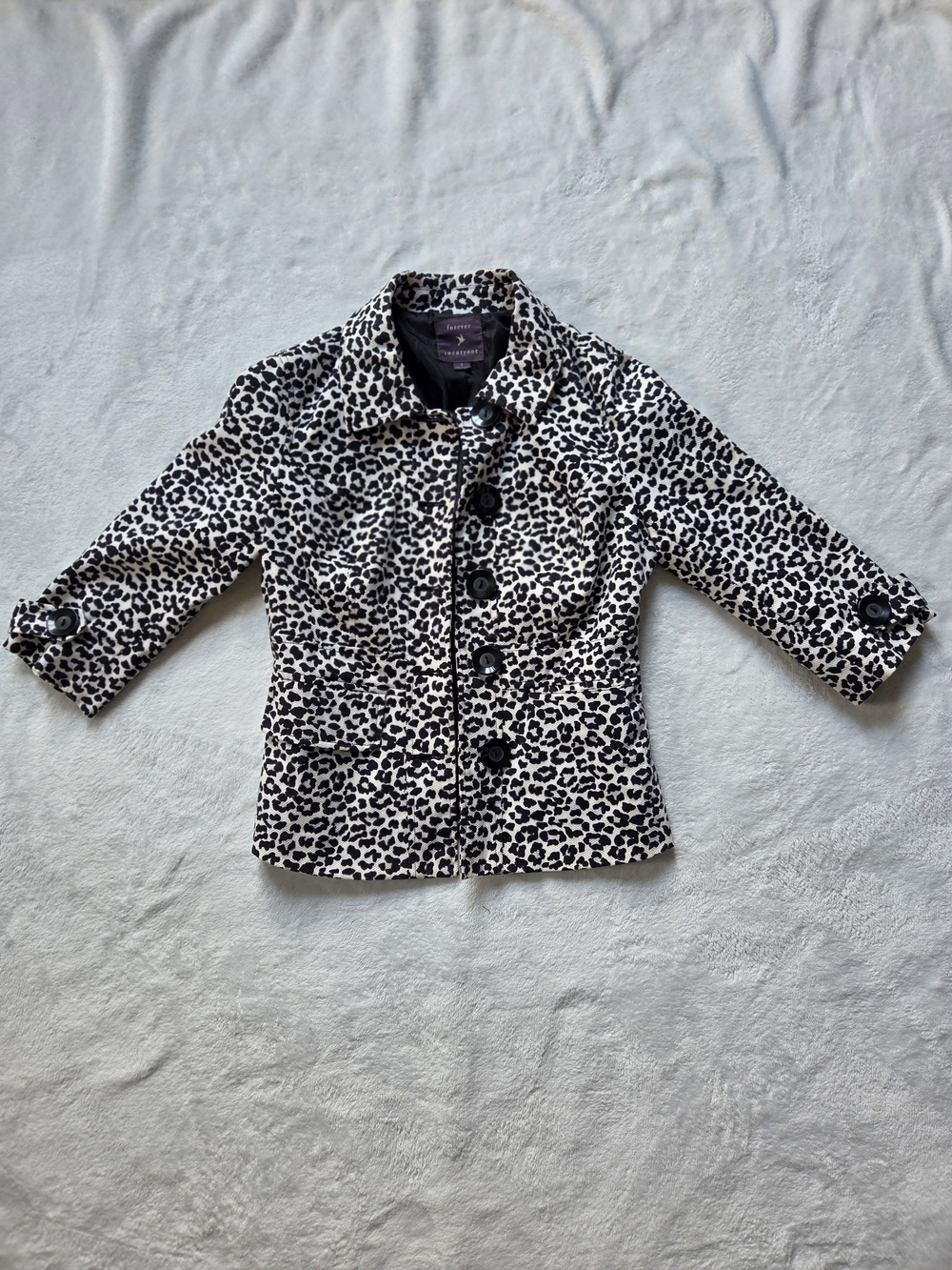 Vintage Y2K Forever 21 Leopard Print Jacket Mob Wife Blazer Small